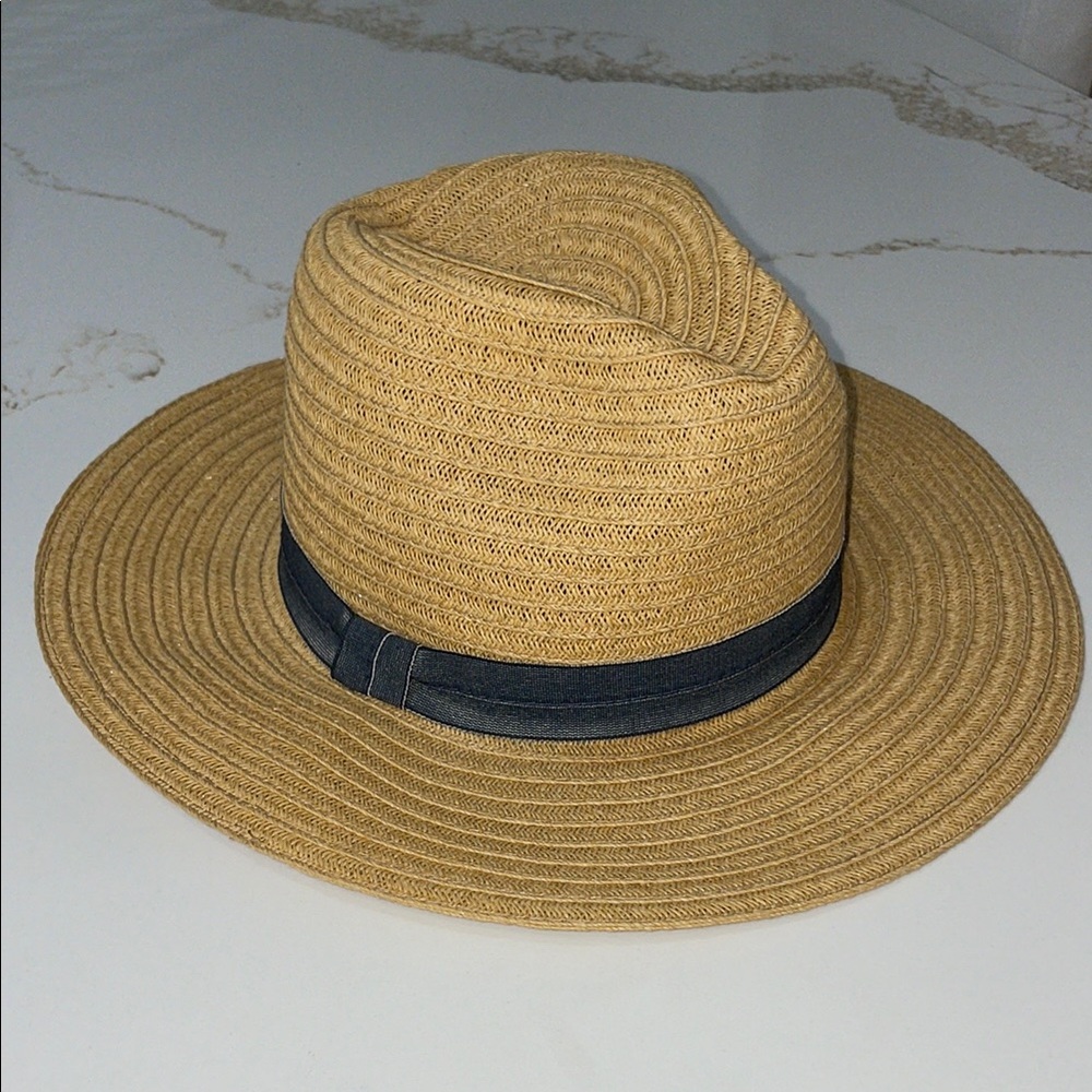 The Hatter Company Straw Sun Hat with Black Band / Charcoal